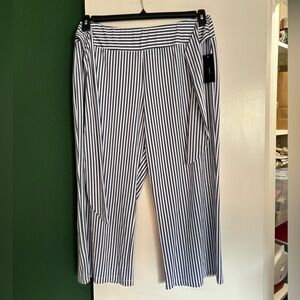 NWT plus size blue and white tie front wide leg/flowy pants